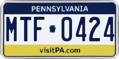 PA license plate MTF0424