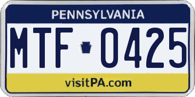 PA license plate MTF0425