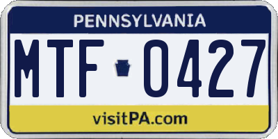 PA license plate MTF0427
