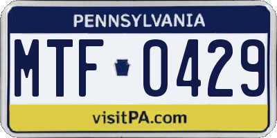 PA license plate MTF0429