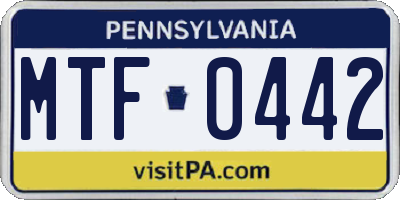 PA license plate MTF0442