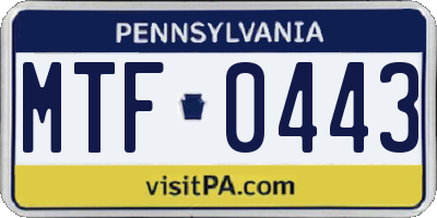 PA license plate MTF0443