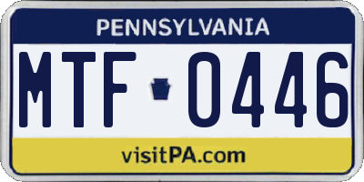 PA license plate MTF0446
