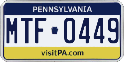 PA license plate MTF0449