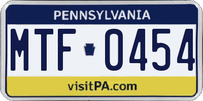 PA license plate MTF0454