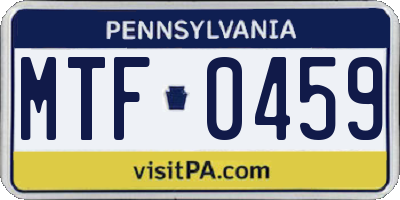 PA license plate MTF0459