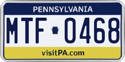 PA license plate MTF0468