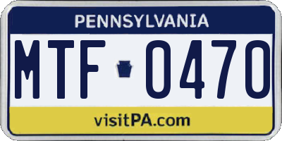 PA license plate MTF0470
