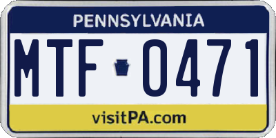 PA license plate MTF0471