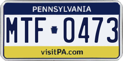 PA license plate MTF0473