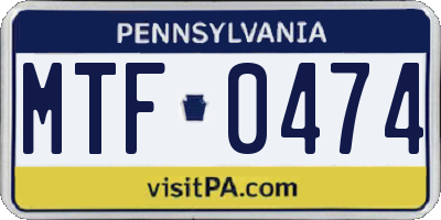 PA license plate MTF0474