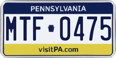 PA license plate MTF0475
