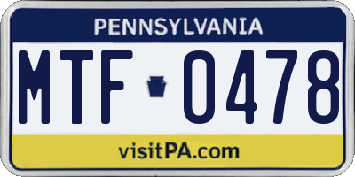 PA license plate MTF0478