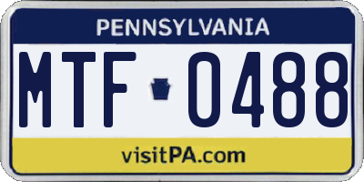 PA license plate MTF0488