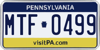 PA license plate MTF0499