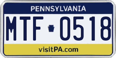 PA license plate MTF0518