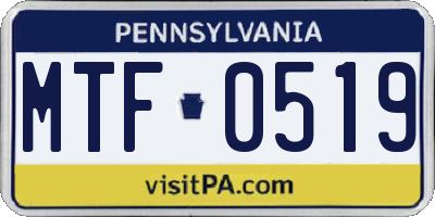 PA license plate MTF0519