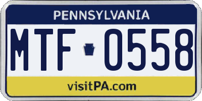 PA license plate MTF0558