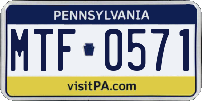 PA license plate MTF0571