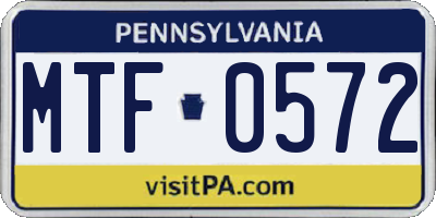 PA license plate MTF0572