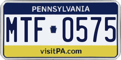 PA license plate MTF0575