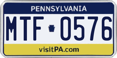 PA license plate MTF0576