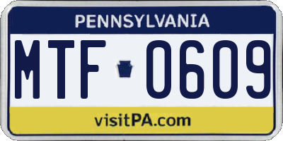 PA license plate MTF0609
