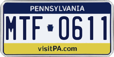 PA license plate MTF0611