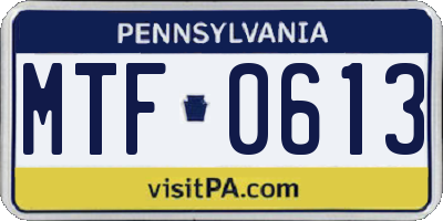 PA license plate MTF0613