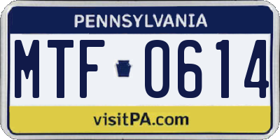 PA license plate MTF0614
