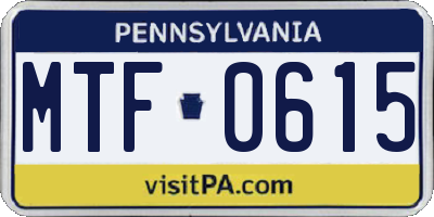 PA license plate MTF0615