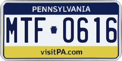 PA license plate MTF0616