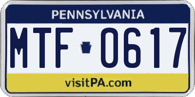 PA license plate MTF0617