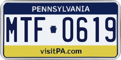 PA license plate MTF0619