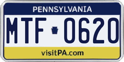 PA license plate MTF0620