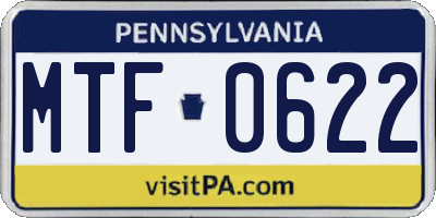 PA license plate MTF0622