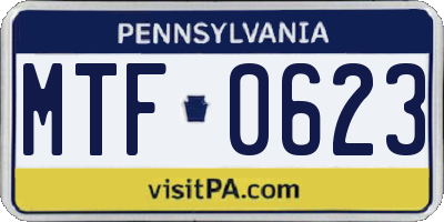 PA license plate MTF0623