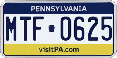 PA license plate MTF0625