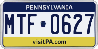 PA license plate MTF0627