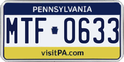 PA license plate MTF0633