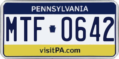PA license plate MTF0642