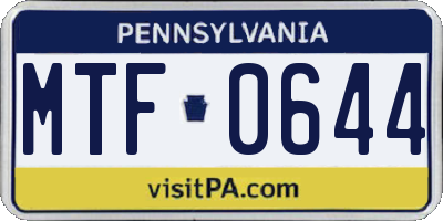 PA license plate MTF0644