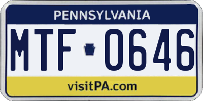 PA license plate MTF0646