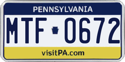 PA license plate MTF0672