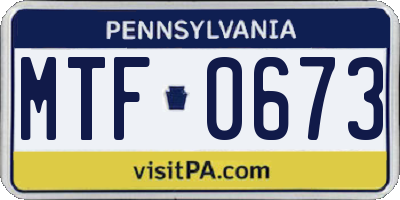 PA license plate MTF0673