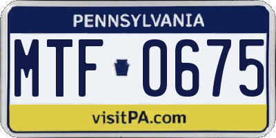 PA license plate MTF0675