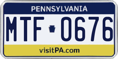 PA license plate MTF0676