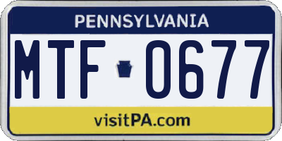 PA license plate MTF0677