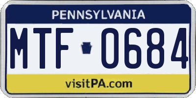 PA license plate MTF0684