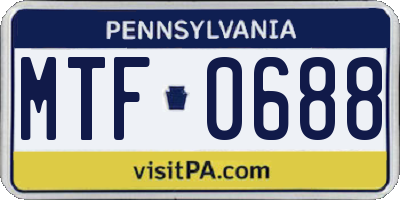 PA license plate MTF0688